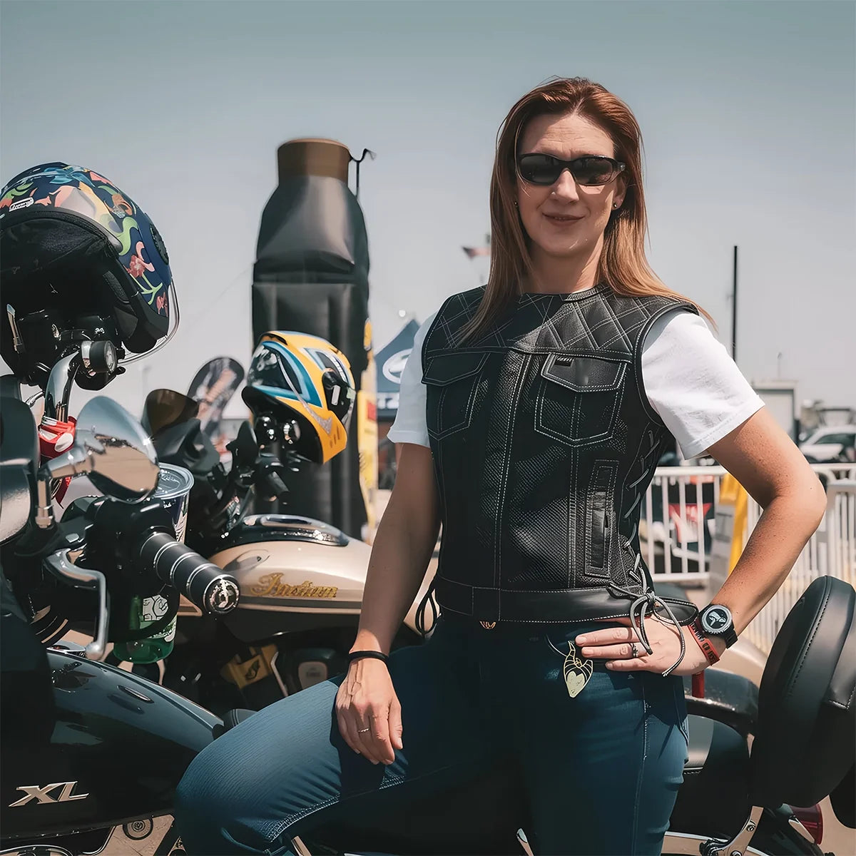 Bonnie Perforated Women's Motorcycle Leather Vest